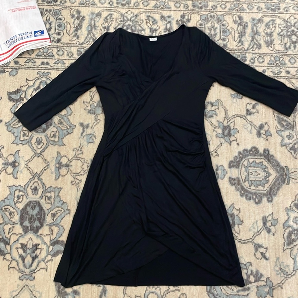 Three Dots Black Ruched t-shirt dress